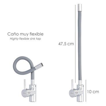 Grifo Monomando Fregadero Flexible Caño Alto, Grifo De Cocina Flexible Caño Alto