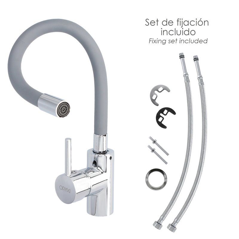 Grifo Monomando Fregadero Flexible Caño Alto, Grifo De Cocina Flexible Caño Alto
