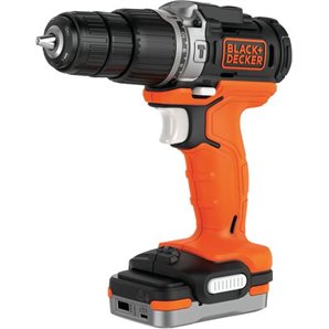  TALADRO PERCUTOR 12V  BLACK+DECKER. 40MN, PORTABROCAS 10MM, 0-350, 1350 RPM, 21.250 IPM. INCLUYE 1 BATERÍA USB 1,5AH DE LITIO Y