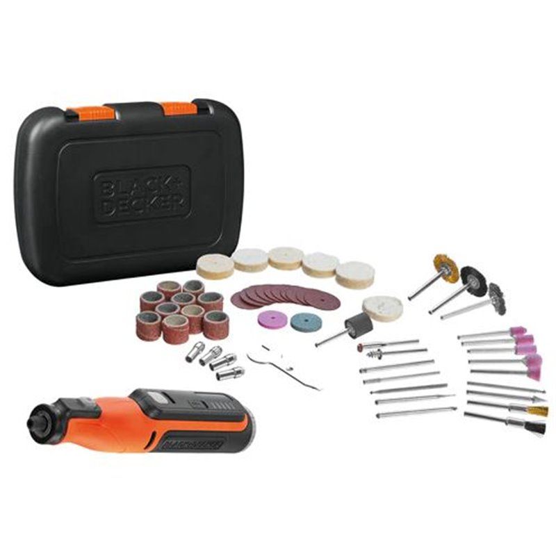  MULTI-HERRAMIENTA ROTATIVA 7,2V  BLACK+DECKER. VELOCIDAD VARIABLE 3.500-29.500 RPM, BATERÍA INTEGRADA DE 1,5Ah. INCLUYE 53 ACCE