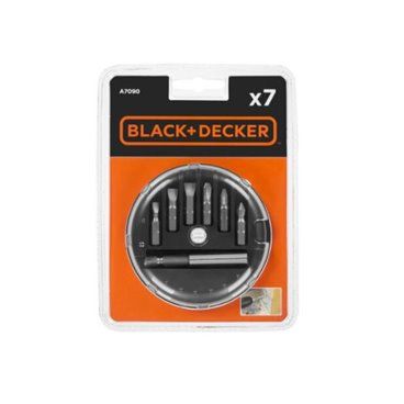 CONJUNTO 7 PIEZAS PARA ATORNILLAR BLACK+DECKER. CON ADAPTADOR MAGNÉTICO. 3 PUNTAS PHILLIPS PH DE 1- 2 - 3 MM Y 3 PUNTAS PLANAS S