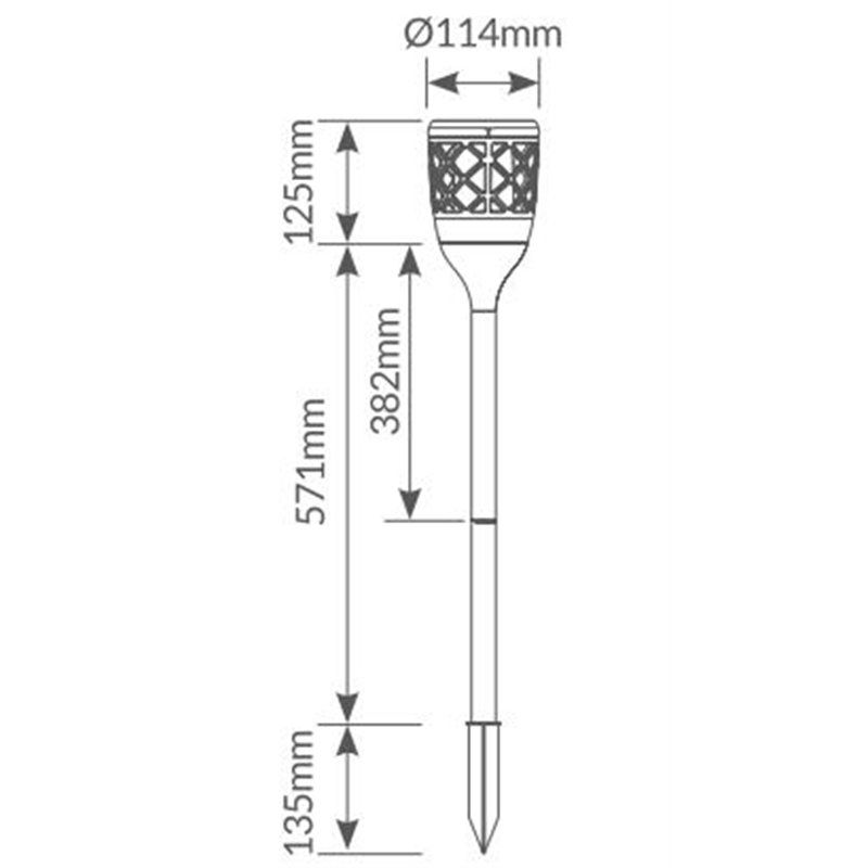 Estaca efecto fuego solar recargable/USB IP65