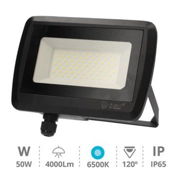 Proyector aluminio 50W 6500K IP65 Negro