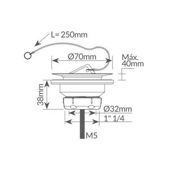 GSC 404035013 | Válvula para pia - bidê 1 1/4 Ø70mm"