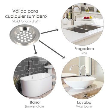 Filtro Cestillo Para Lavabo / Fregadero Inoxidable 6 cm.