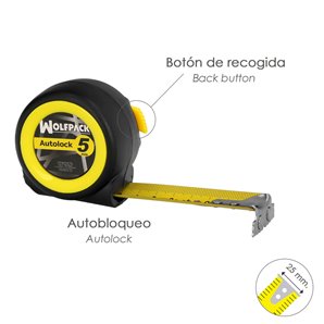 Flexometro Sistema Autolock Con Freno Automatico Longitud 5 Metros Ancho Cinta 25 mm. Magnetico. Cinta Metrica Freno Automatico 2