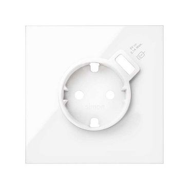 Kit frontal SIMON 100 con 1 elemento+base con cargador USB blanco brillante