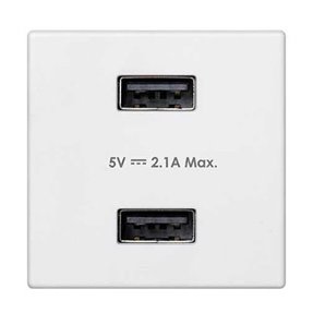SIMÃO K45 | Carregador USB duplo com 1 módulo 2.1A branco