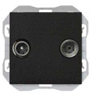 SIMON 270 | Prise R-TV + SAT intermédiaire noir mat 20000487-098