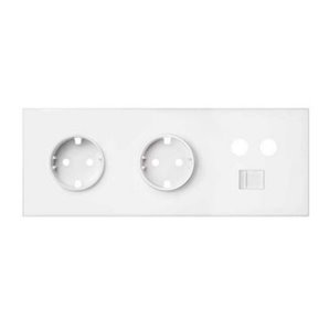 SIMÃO 10020303-230 | Kit frontal com 3 elementos + 2 bases + TV + RJ45 branco mate
