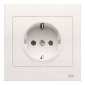 Base enchufe 2P+TT lateral en blanco con dispositivo de seguridad y marco Iris (monoblock) 16A 250V
