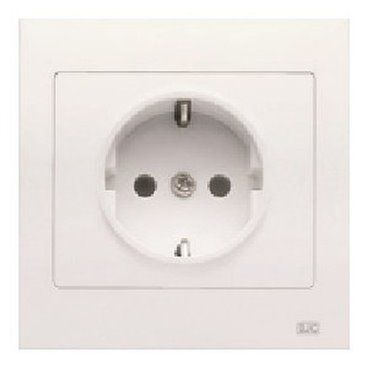 Base enchufe 2P+TT lateral en blanco con dispositivo de seguridad y marco Iris (monoblock) 16A 250V