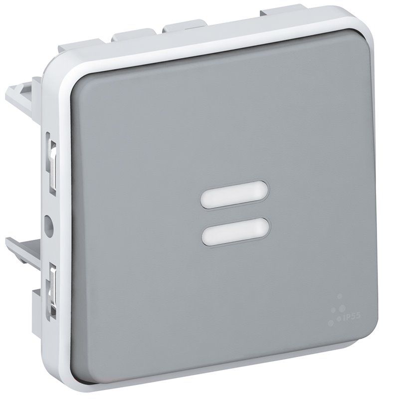 LEGRAND 069513 PLEXO | Interruptor I/O iluminado 10AX cinza