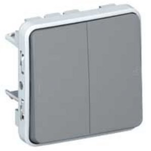Pulsador doble E/S plexo gris