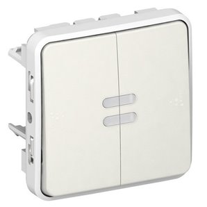 Conmutador doble luminoso plexo E/S blanco