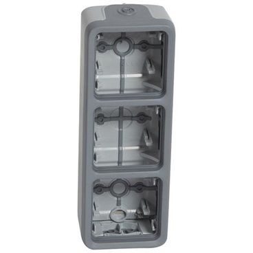 Caja superficie vertical 3 posiciones plexo gris