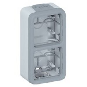 Caja superficie vertical plexo 2 elementos con conos gris