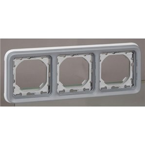 Caja empotrar horizontal 3 posiciones plexo gris