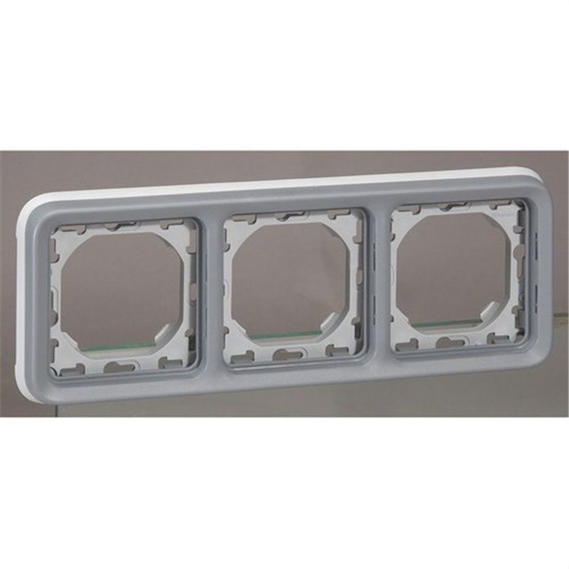 Caja empotrar horizontal 3 posiciones plexo gris