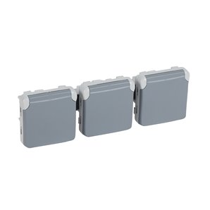 Toma 3xP + TT vertical E/S plexo gris