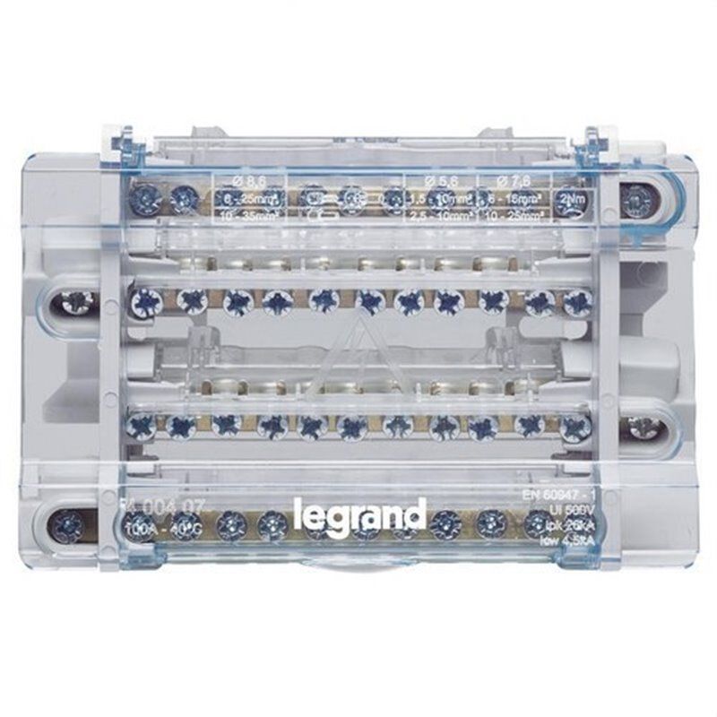 LEGRAND400407 | Distribuidor de barramento modular escalonado 4P 100A 11 saídas 8 módulos