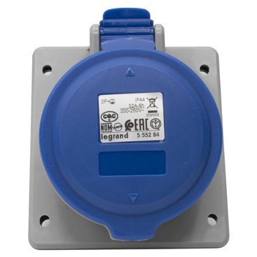 Base cuadrada 32A 2P + TT 250V IP44