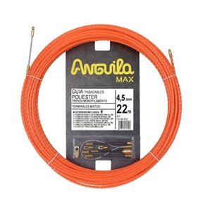 Trenza monofilamento poliéster ANGUILA MAX diámetro 4,5mm 22m con nuevos terminales diámetro 5mm fijos con lazo, color naranja