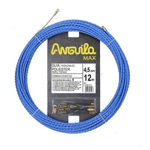 Trenza triple poliéster ANGUILA MAX diámetro 4,5mm 12m con nuevos terminales diámetro 5mm fijos con lazo, color azul