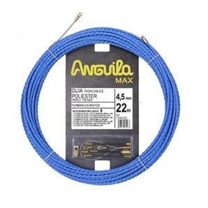 Trenza triple poliéster ANGUILA MAX diámetro 4,5mm 22m con nuevos terminales diámetro 5mm fijos con lazo, color azul