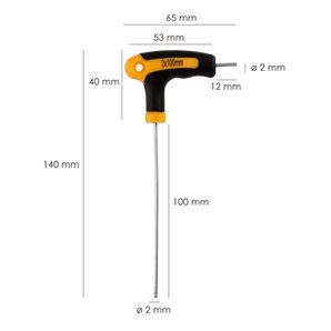 Chave Allen com cabo esférico formato T 2,0 mm. Com cabide 2