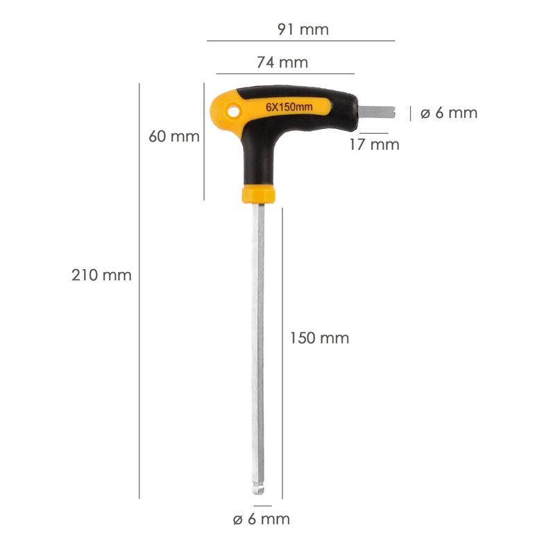 Llave Allen Con Bola Mango Forma T 6,0 mm. Con Colgador