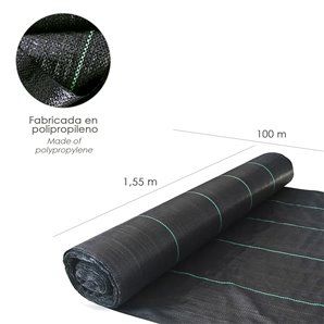 Malla Antihierbas (Rollo 1,55x100 Metros) Gramaje 110 Gr/m2. Malla Anti Maleza, Malla Geotextil Jardin, Tela Anti Hierbas Jardin 2