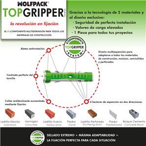 Taco Topgripper Bimaterial Ø 6 mm. (Caja 150 unidades) Taco Anclaje Universal, Taco Hormigon, Taco Pladur, Taco Ladrillo 2