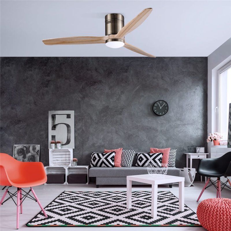 Ventilador DC Yen madera clara Led 15W CCT