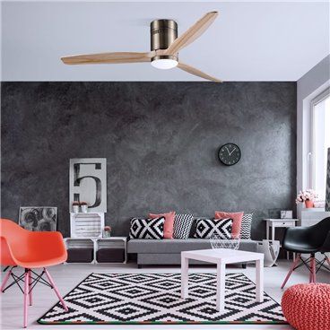 Ventilador DC Yen madera clara Led 15W CCT