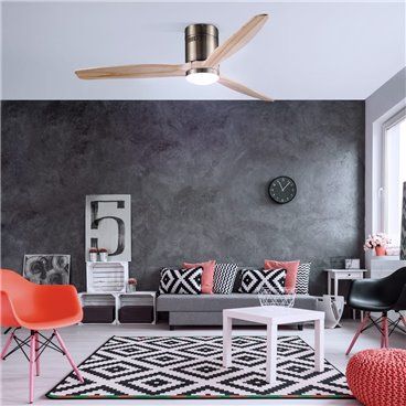 Ventilador DC Yen madera clara Led 15W CCT