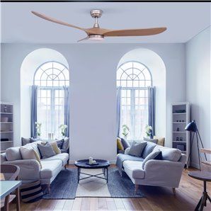 Ventilador DC Yenbig madera clara LED 18W CCT 2