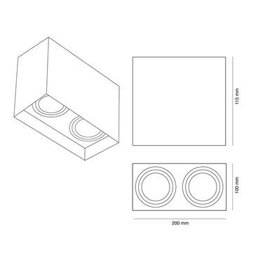 Foco Clark 2xGU10 basculante negro