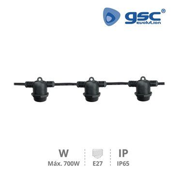 Kit guirnalda decorativa Liboi 7M 5 portalámparas IP65