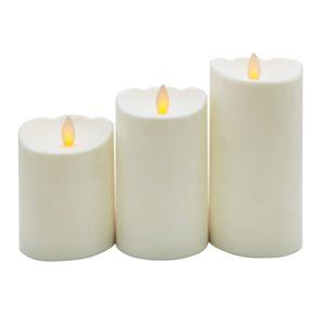 Pacote de 3 velas decorativas de cera LED 100 - 120 - 150mm