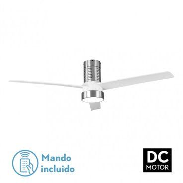 Ventilador de Teto DC Teo 24W Níquel 3 Lâminas Brancas