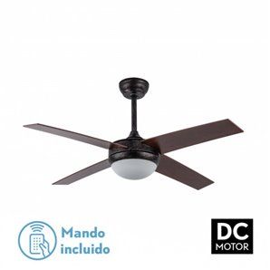 Ventilador Dc Ciro 2xe27 Marron Rustico 4 Aspas Rev. Cerezo/nogal 35/45x116,8d Remoto Y Temporizador