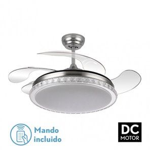 Ventilador Biliku 72w 6117lm Niquel 4asp.desp.108d 3000-4000-6000k Remoto, Memoria Y Temporizador