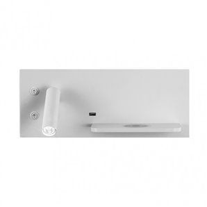 FAB17136IZ01 | Aplique 2+8w 4000k Velazquez Esquerdo Branco Usb+qi 130lm Duplo Em 14x35x14 Cm