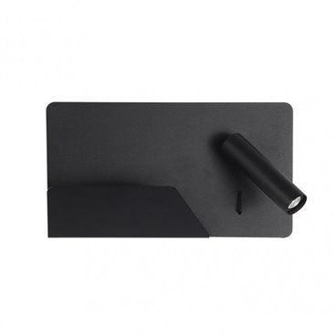 Aplique 3w 4000k Miguel Angel Dcho Negro C/usb Y  Estante 150lm 16x28x12 Cm Orientable