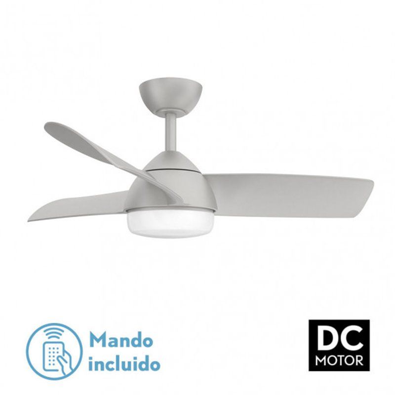 Ventilador de teto Haur DC 24W prata 3 lâminas
