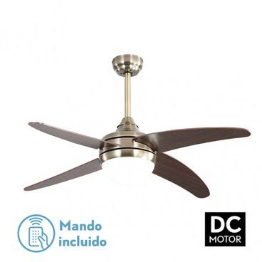 Ventilador 2xe27 Dc Klod Cuero/cerezo4 Asp.6 Vel  117d C/remoto