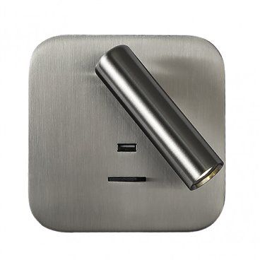 FAB171561C03 | Aplique 3W 4000k Giotto Quadrado Níquel com USB 150lm com interruptor 14x14x12cm