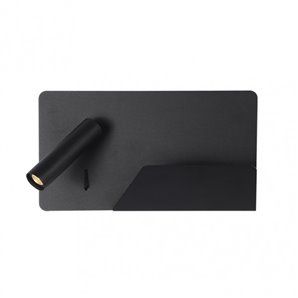 Aplique 3w 4000k Miguel Angel Izqdo Negro C/usb Y Estante 150lm 16x28x12 Cm Orientable 2