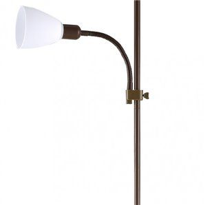 Pie De Salon Rilon 1xe27+1xe14 C/lector Marron  Pantalla Blanca 175,5x40x40 Cm 2